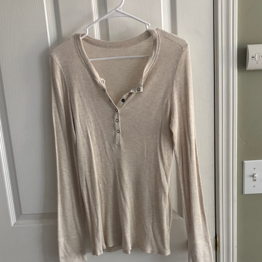 Aerie Beige Long Sleeve henley top